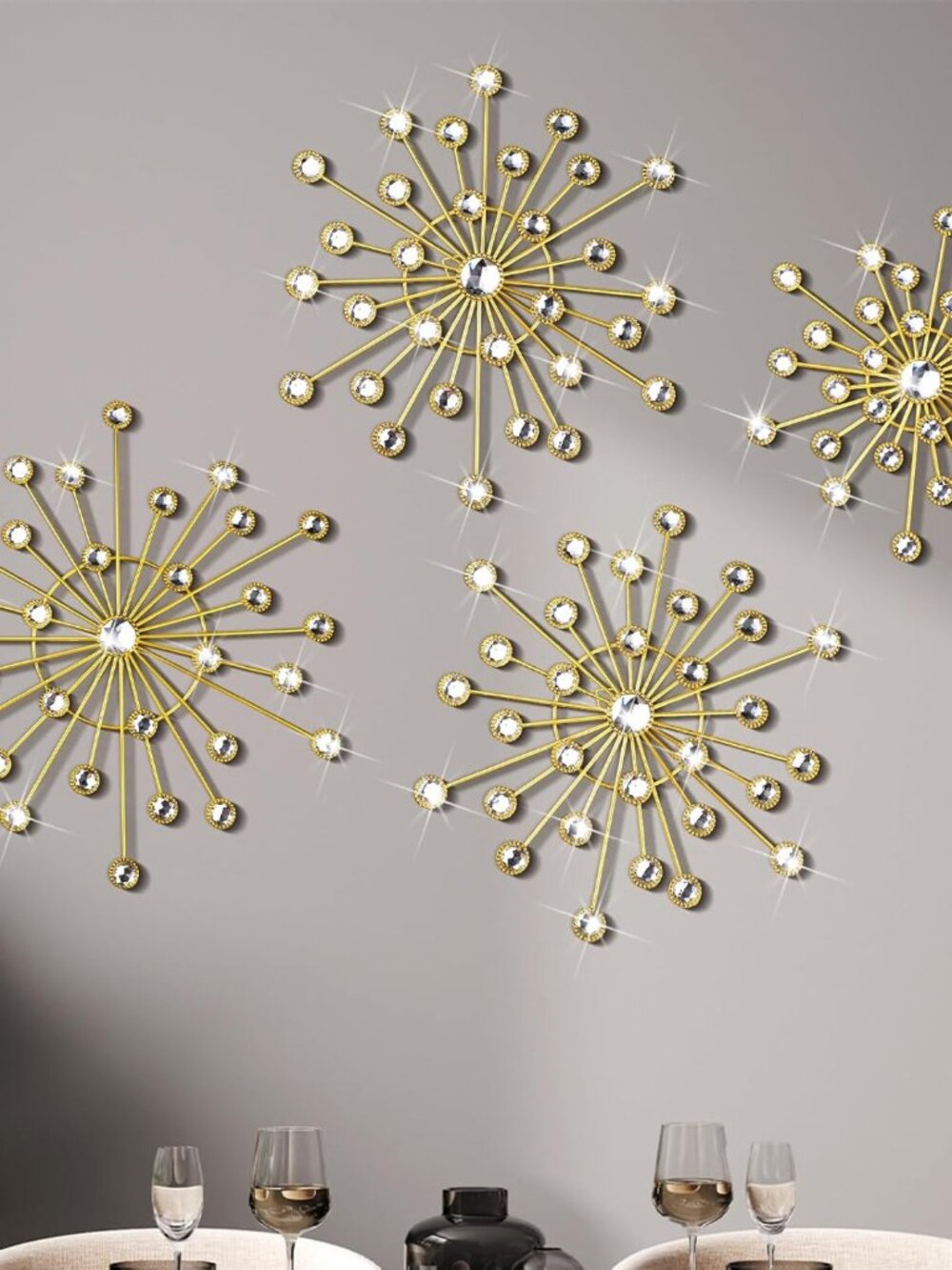 4 Pieces Metal Wall Sunburst Art Decor